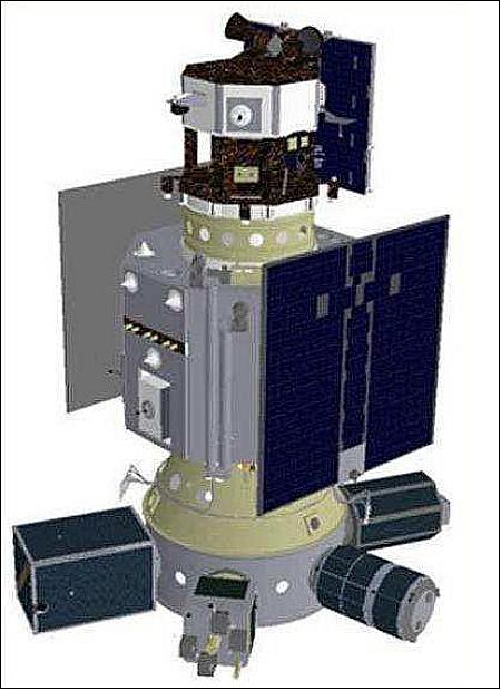 Figure 1: The STP-1 payload stack, with the ESPA ring on the bottom (image credit: DARPA) 4)