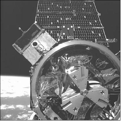 Figure 19: Visible camera image from the ASTRO servicer, verifying the successful transfer of ASTRO's battery orbital replacement unit to NextSat (image credit: DARPA)