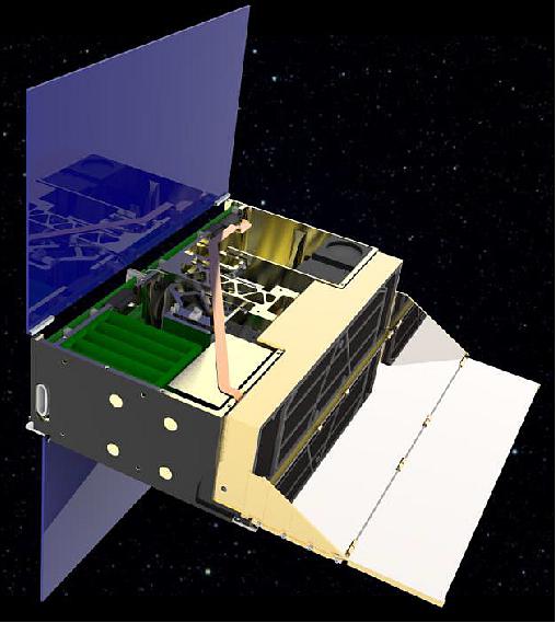 Figure 3: HyperCube flight demonstration satellite design (left view), image credit: Harris