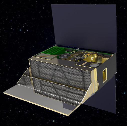 Figure 2: HyperCube flight demonstration satellite design (right view), image credit: Harris
