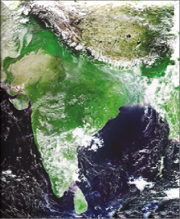 Figure 9: OCM-2 LAC data downloaded over Indian & International Ground Stations (USA, South Korea, Europe, Malaysia, Thailand, Australia), image credit: ISRO 30)