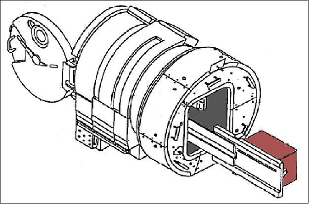 Figure 10: Schematic view of the JEM slide table with the deployable satellite (image credit: NanoRacks)