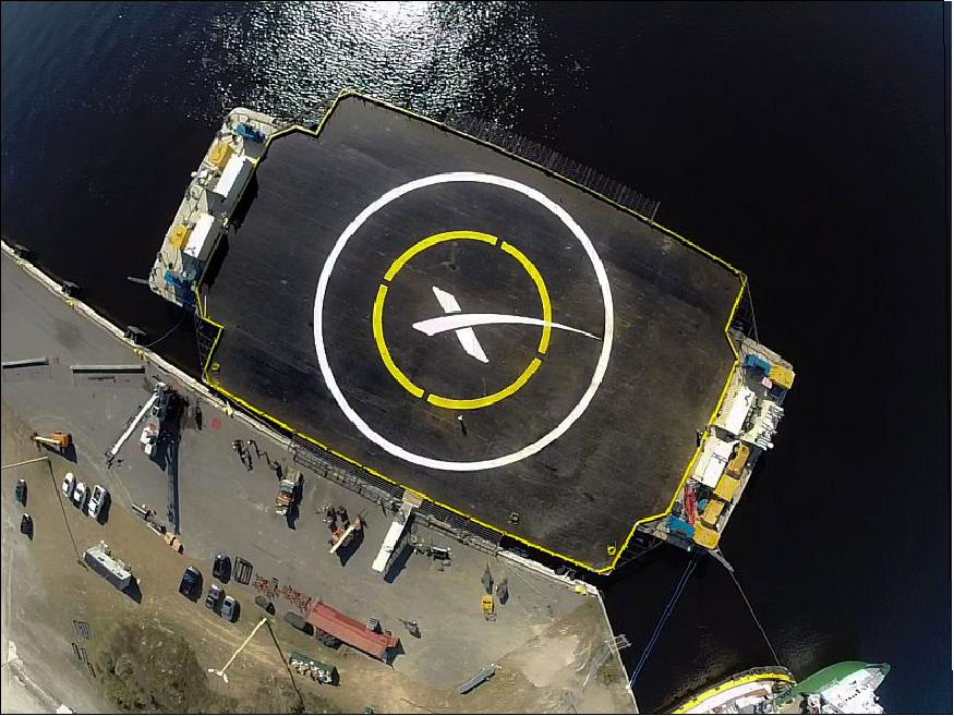 Figure 26: SpaceX Falcon-9 first stage rocket will attempt a precision landing on this autonomous spaceport drone ship, out at sea, soon after launch of the CRS-5 mission (image credit: SpaceX)