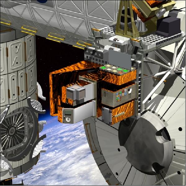 Figure 17: Accommodation of the EuTEF payload on the Columbus module (image credit: ESA)