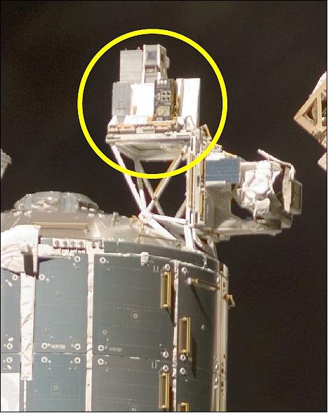 Figure 20: Photo of the EuTEF facility (circled) on Feb. 18, 2008 following it's installation as part of the STS-122 Columbus mission (image credit: ESA, Ref. 4)