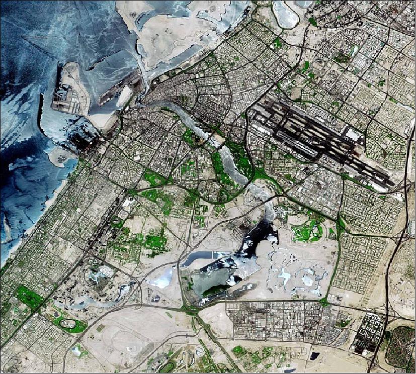 Figure 11: LISS-4 sample image (Mx mode, 6 m) of the Sharjah International Airport of the United Arab Emirats observed on May 8, 2011 (image credit: ISRO/NRSC)