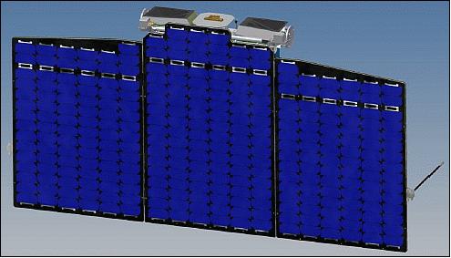 Figure 4: Illustration of the 3 panel solar generator of TET-X (image credit: AFW)