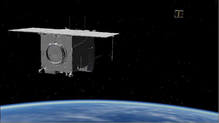 Figure 15: With the help of the BIROS minisatellite as well as the BEESAT-4 CubeSat, the approach to an 'inactive' satellite was rehearsed. The research results will be used for future missions to collect space debris (image credit: DLR)