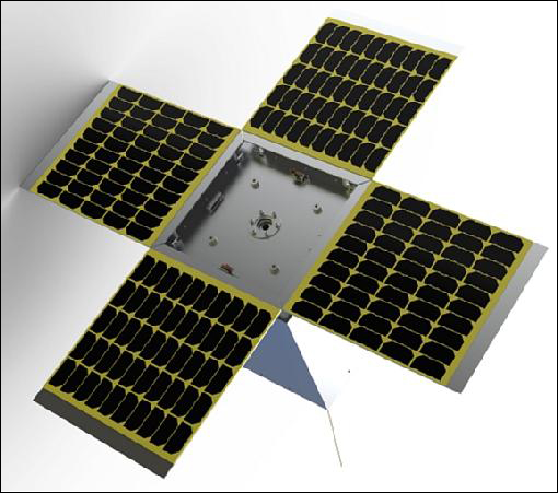 Figure 1: Artist's rendition of the deployed UniSat-5 microsatellite (image credit: GAUSS)