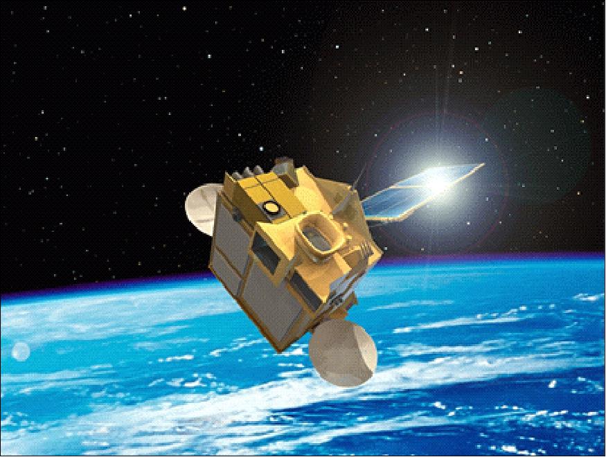 Figure 2: Artist's rendition of the COMS spacecraft in orbit (image credit: KARI, KMA)