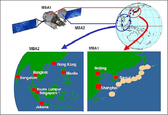 Figure 8: Large area coverage with MBA (Multi Beam Antenna) function (image credit: JAXA)