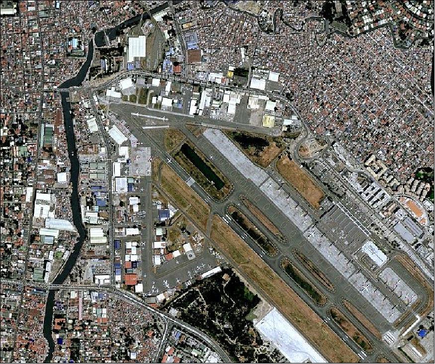 Figure 10: KazEOSat-1 1m resolution pan-sharpened image, captured on 9th January 2015 shows the airport of Manila, the capital of the Philippines (image credit: KGS, Distribution Airbus DS)