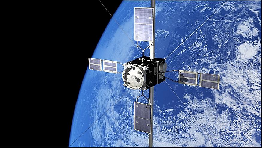 Figure 3: Artist's view of the deployed ERG spacecraft (image credit: JAXA/ISAS) 6)