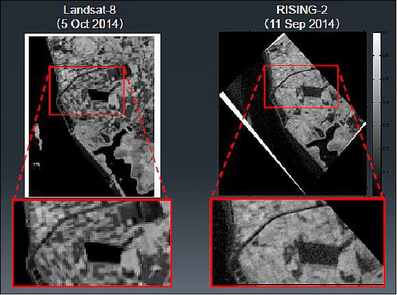 Figure 13: Comparison of NDVI scence acquired by Landsat-8 scence with that acquired of Rising-2 (image credit: (image credit: Rising-2 partners)