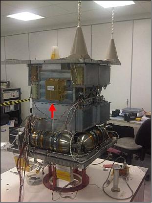 Figure 5: The STC-MS01 TT&C transponder during integration of the EV-1 spacecraft (image credit: COM DEV Europe)