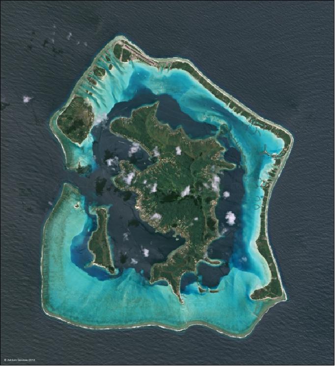 Figure 27: Spot-6 image of the Bora Bora atoll observed on Sept. 12, 2012 (image credit: Astrium Services)