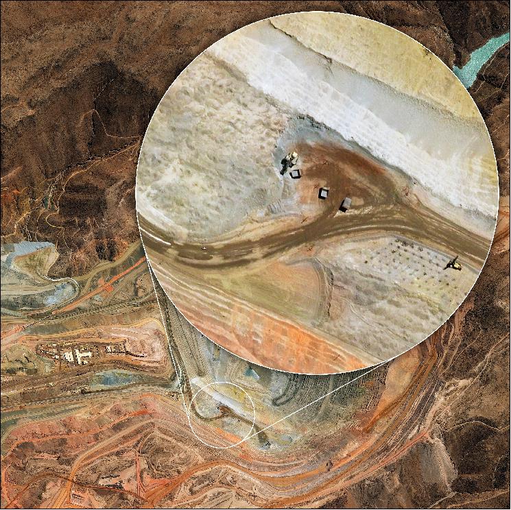Figure 8: Detail of the open-pit copper mine Cuajone in the Peruvian Andes (image credit: Airbus DS) 19)