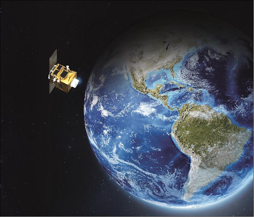 Figure 5: Artist's rendition of PeruSat-1 in orbit (image credit: CNOIS, CONIDA)