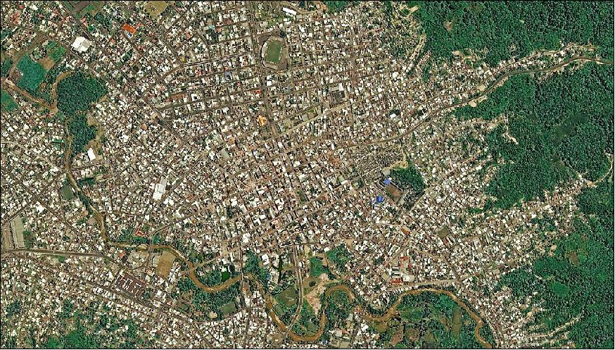 Figure 12: The center of Portoviejo City, Ecuador; the image was captured by UrtheCast's Deimos-2 satellite on April 19, 2016 (image credit: UrtheCast)