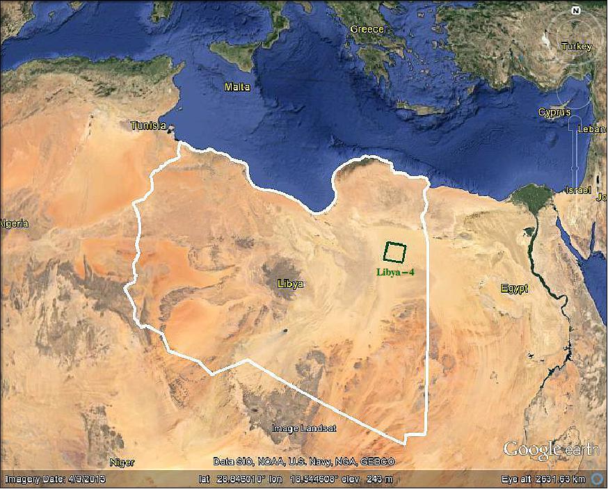 Figure 28: Location of Libya-4 calibration site (image credit: Elecnor Deimos) 39)