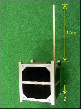 Figure 6: Illustration of FITSat-1 with the deployed UHF antenna (image credit: FIT)