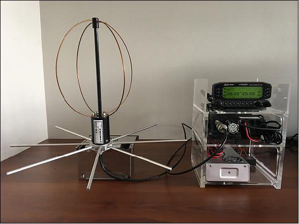 Figure 11: M2 Inc. EB-432 antenna and Kenwood TM-D710G used to run the ground station for Project Irazú (image credit: ITCR)