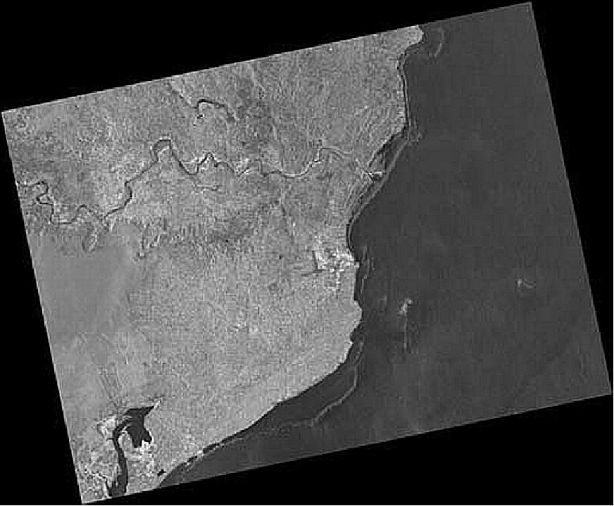 Figure 50: COSMO-SkyMed stripmap/HIMAGE VV image of the Malindi region observed on Aug. 24, 2011 (image credit: ASI)