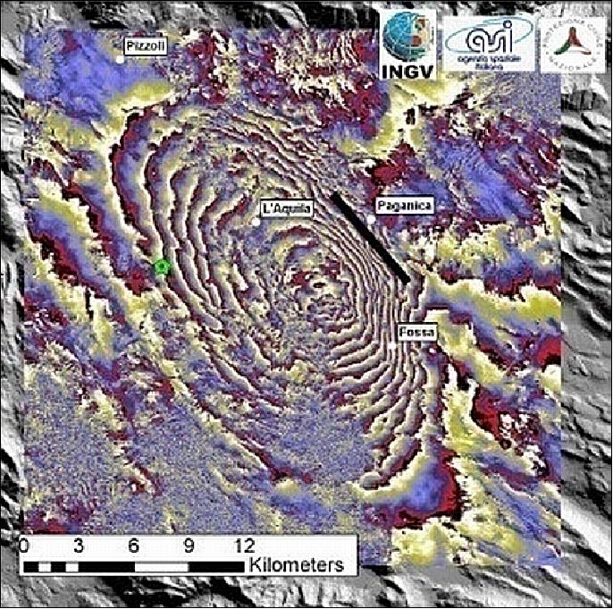 Figure 29: COSMO-SkyMed interferogram of the L'Aquila-Abruzzo Earthquake (image credit: ASI)
