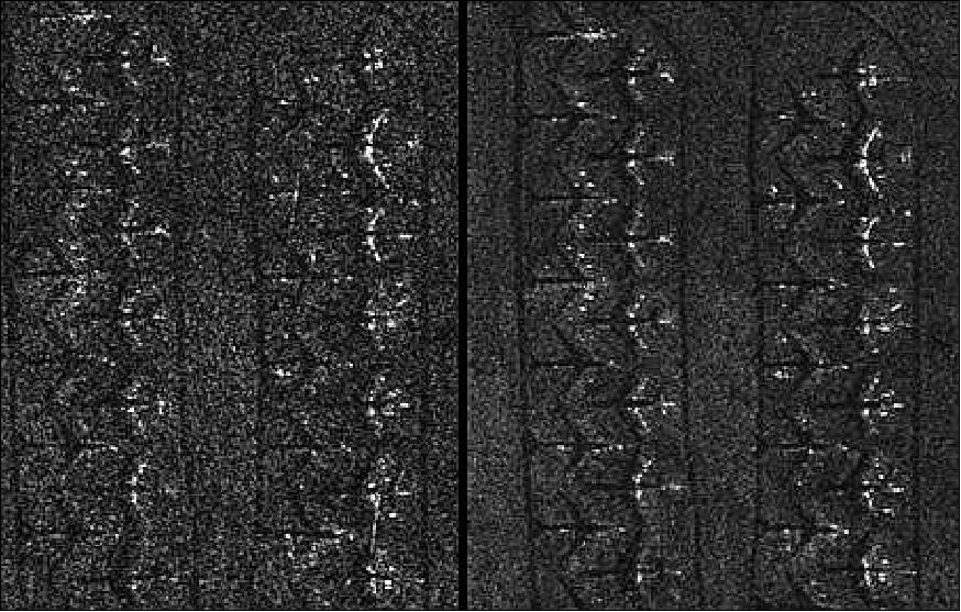 Figure 15: Enhanced Spotlight (left) versus Spotlight 2A (right) by direct comparison on images (image credit: TAS-I, Telespacio, ASI)