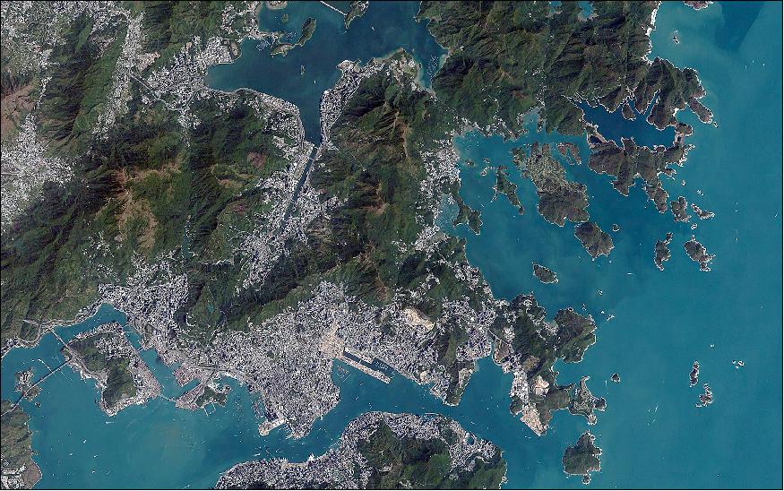 Figure 6: Hodoyoshi-1 image of Hong Kong, China, caputred on 11 January 2018 at 03.46 UTC (image credit: Axelspace Corporation CC BY-SA 4.0)