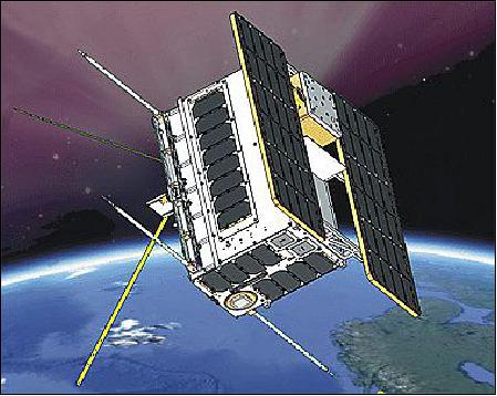 Figure 1: Artist's rendition of the deployed NorSat-1 microsatellite (image credit: UTIAS/SFL)
