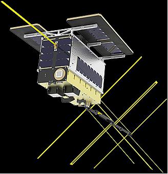 Figure 13: NorSat-2 with AIS (fore) and VDES (aft) antennas deployed (image credit: UTIAS/SFL)
