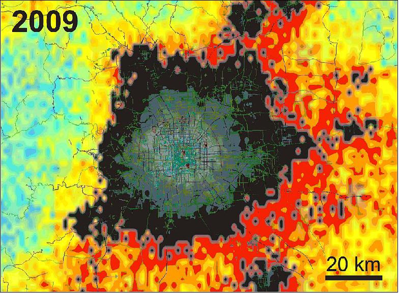 Figure 5: QuikSCAT simulated data set of Beijing in 2009 (image credit: NASA/JPL, Caltech)