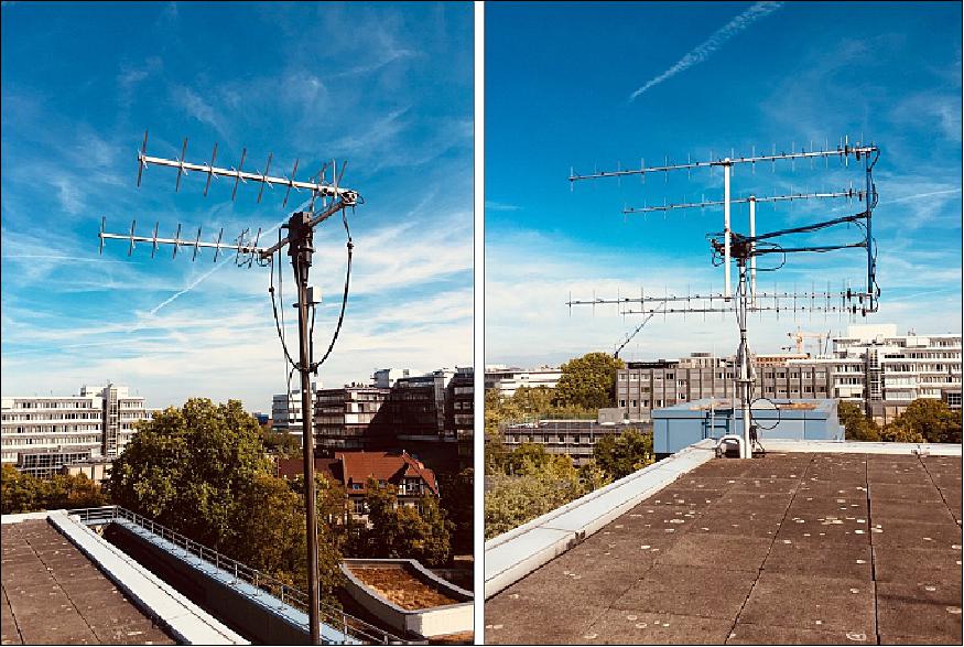 Figure 14: UHF antenna systems at the ground station of Technische Universität Berlin that was used before (left) and after the antenna upgrade (right), image credit: Technische Universität Berlin