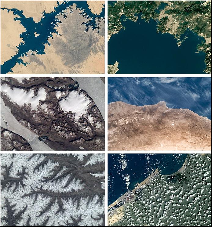 Figure 7: Collection of color corrected images recorded by the TechnoSat spacecraft (image credit: TU Berlin)