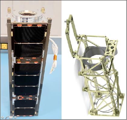 Figure 1: CeREs spacecraft (left) with the Tyvak Rail Pod deployer (right), image credit: NASA