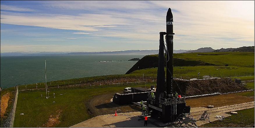 Figure 5: The Electron rocket on its sea-side launch pad on the Mahia Peninsula in New Zealand (image credit: Rocket Lab)
