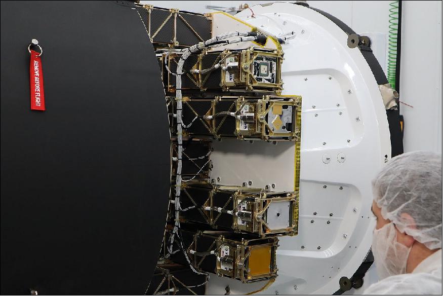Figure 4: The 10 NASA-funded CubeSats are carried inside deployers aboard the Electron rocket, which will eject the nanosatellites once in orbit (image credit: Rocket Lab) 8)