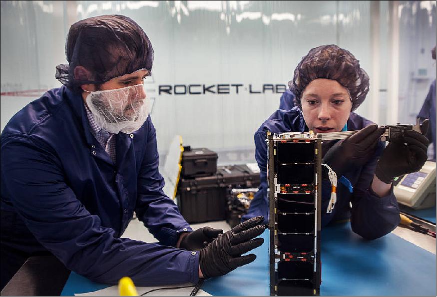 Figure 3: A team of the CeREs mission is testing their nanosatellite at Rocket Lab Facilities (image credit: NASA)