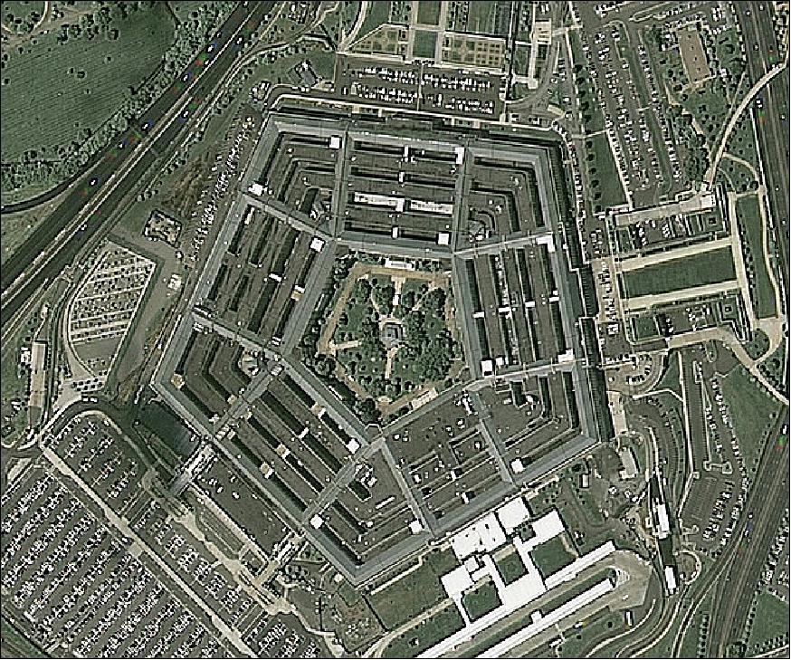 Figure 10: KOMPSAT-3 sample image capture of the Pentagon (image credit: Satrec Initiative, KARI)