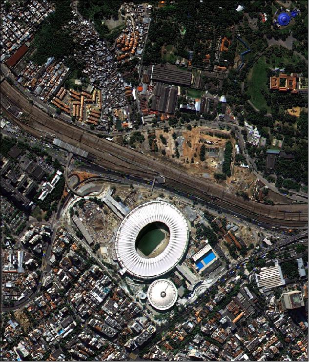 Figure 9: KOMPSAT-3 image of Rio de Janeiro Brazil with the Maracanã stadium acquired on April 16, 2013 and released on Jan. 03, 2014 (image credit: Satrec Initiative, KARI) 22)