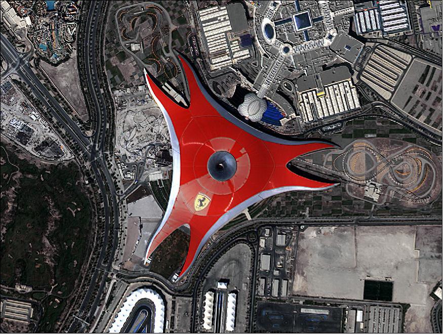 Figure 12: KOMPSAT-3A sample image of the Ferrari World, Abu Dhabi, acquired on October 26, 2015, (image credit: KARI, SIIS)