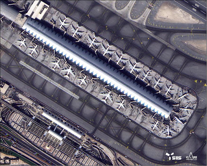 Figure 8: Sample KOMPSAT-3A high-resolution image of the Dubai International Airport, UAE (United Arab Emirates), acquired on December 20, 2016 (image credit: SIIS, KARI)