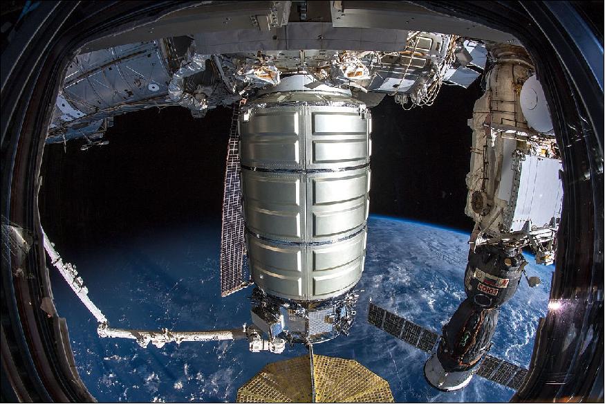 Figure 7: The NG-10 Cygnus is berthed to the Unity module (image credit: NASA)