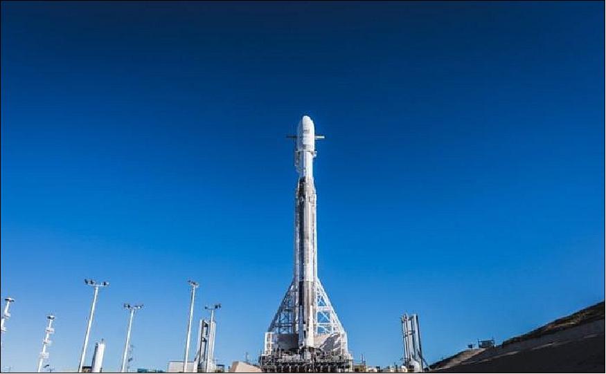 Figure 6: SpaceX Falcon 9 booster stationed at Launch Complex 4 East (SLC-4E) at the Vandenberg Air Force Base (image credit: SpaceX)
