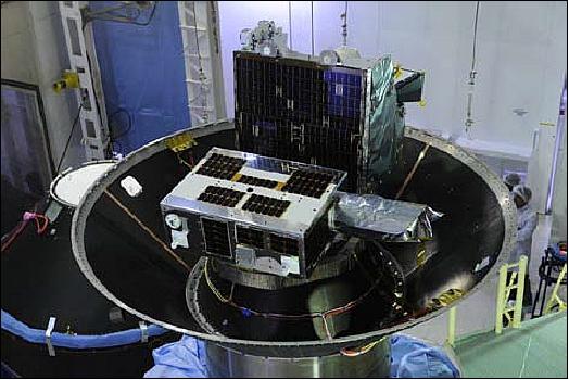 Figure 6: NEOSSat launch configuration as a secondary payload to PSLV-20 launcher (image credit: CSA) 14)