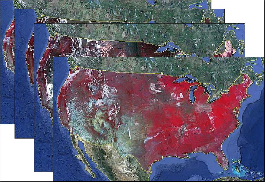 Figure 16: Example of USA multitemporal coverage (12 coverages in the period May-October 2011), image credit: Astrium GEO Information Services