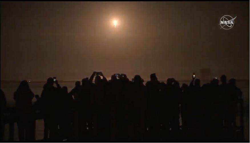 Figure 3: Crowd gathers to watch as NASA and SpaceX make history by launching the first commercially-built and operated American crew spacecraft and rocket to the International Space Station. The SpaceX Crew Dragon spacecraft lifted off at 2:49 a.m. EST Saturday on the company's Falcon 9 rocket at NASA's Kennedy Space Center in Florida (image credit: NASA)