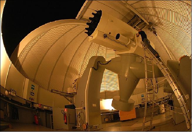 Figure 48: Photo of the OGS telescope in the open dome (image credit: ESA)