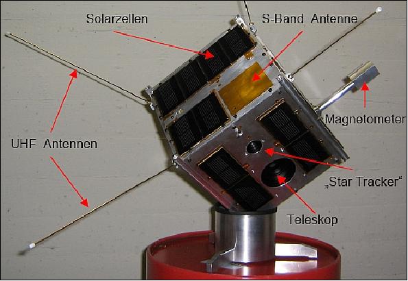 Figure 8: Photo of the TUGSat-1 / BRITE-Austria nanosatellite (image credit: TU Graz)